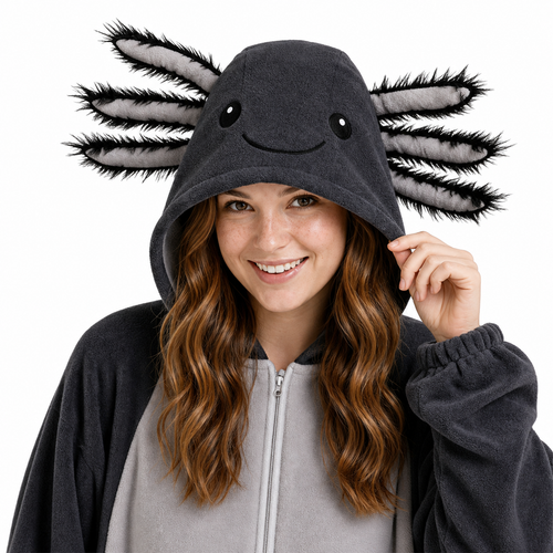 Black Gray Axolotl Kigurumi Onesie - product detail