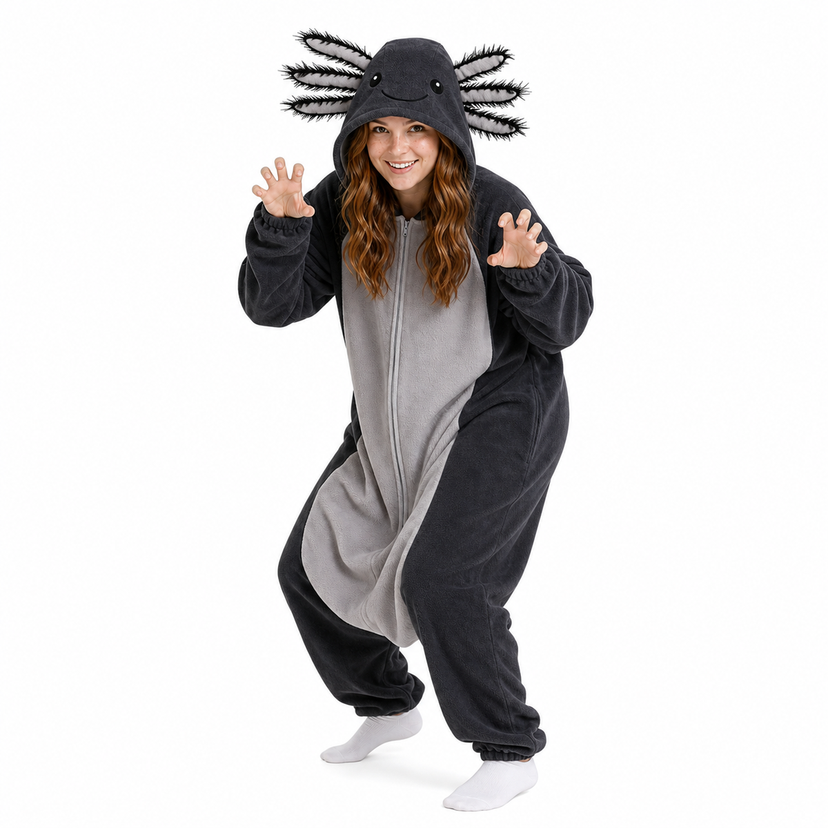 Black Gray Axolotl Kigurumi Onesie - product detail