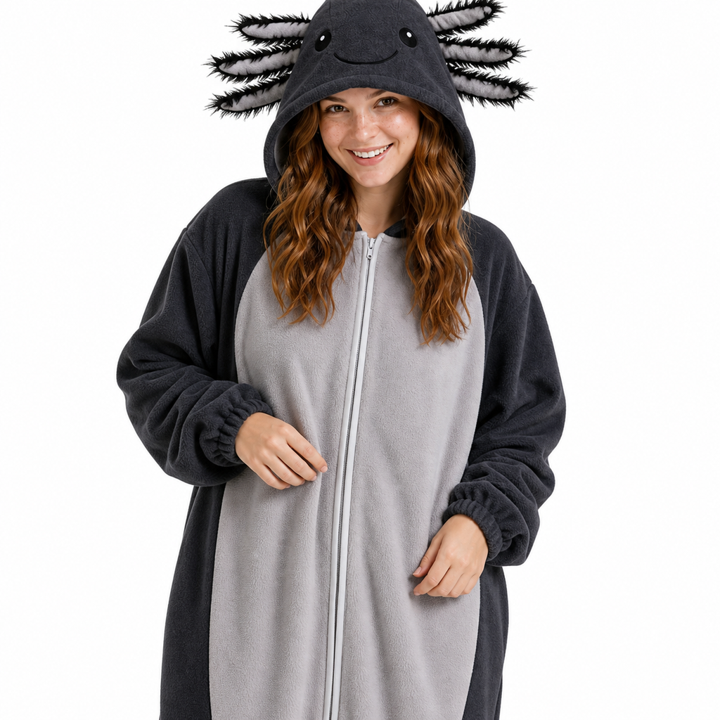 Black Gray Axolotl Kigurumi Onesie - product detail