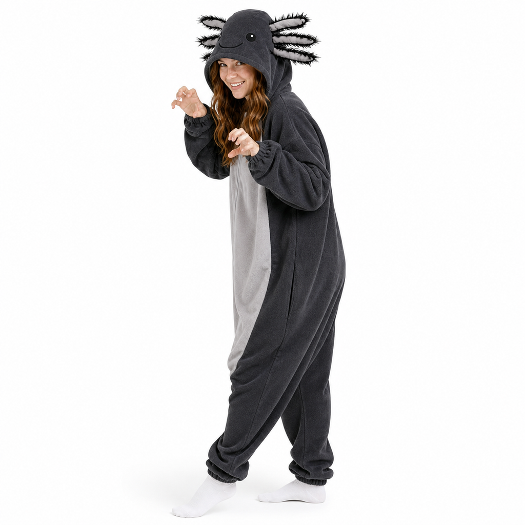 Black Gray Axolotl Kigurumi Onesie - product detail