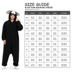 Black Ram Kigurumi Onesie - size guide