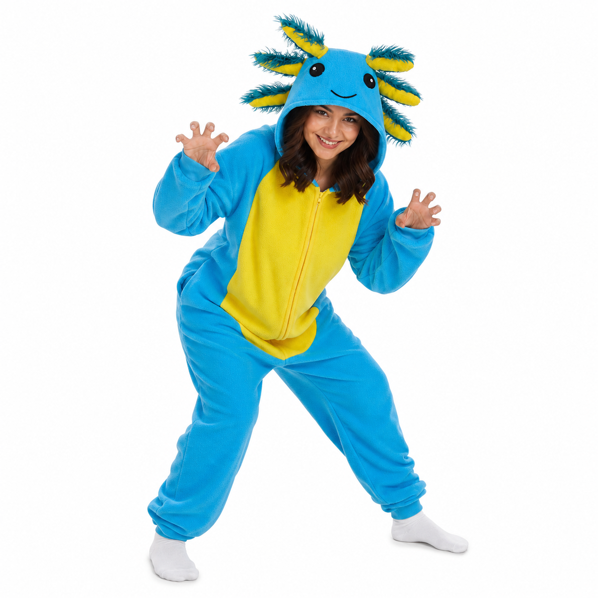 Blue Yellow Axolotl Kigurumi Onesie - product detail