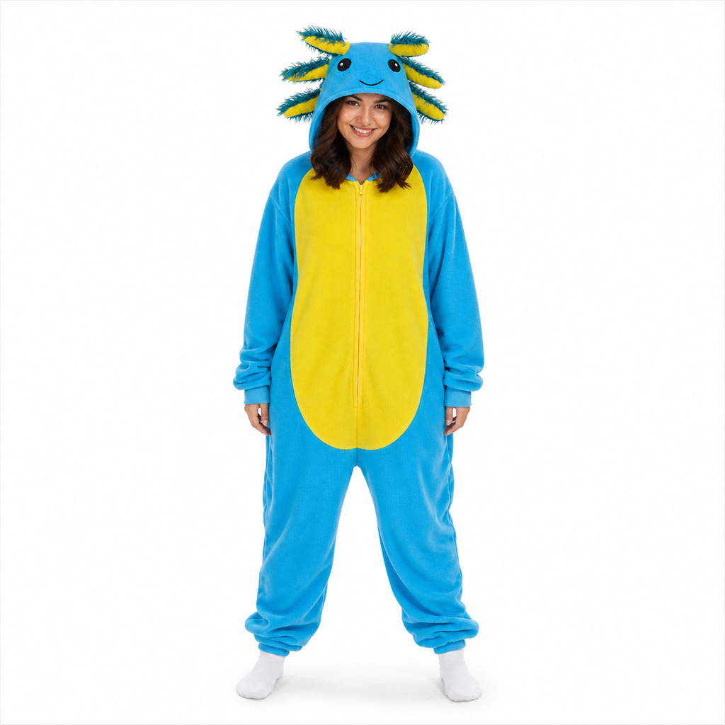 Blue Yellow Axolotl Kigurumi Onesie - product detail
