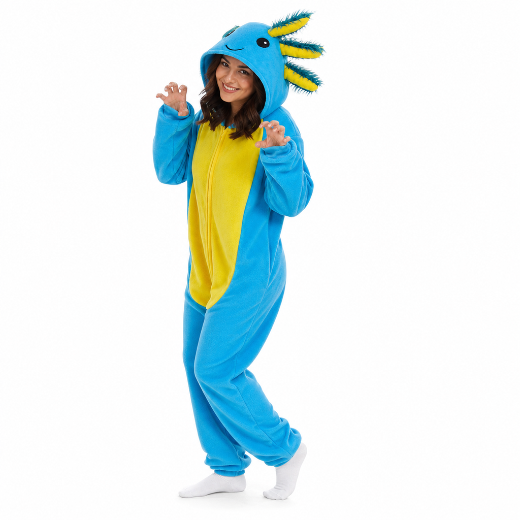 Blue Yellow Axolotl Kigurumi Onesie - product detail