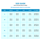 Blue Yellow Axolotl Kigurumi Onesie - size guide