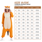 Chip Chipmunk Kigurumi Onesie - size guide