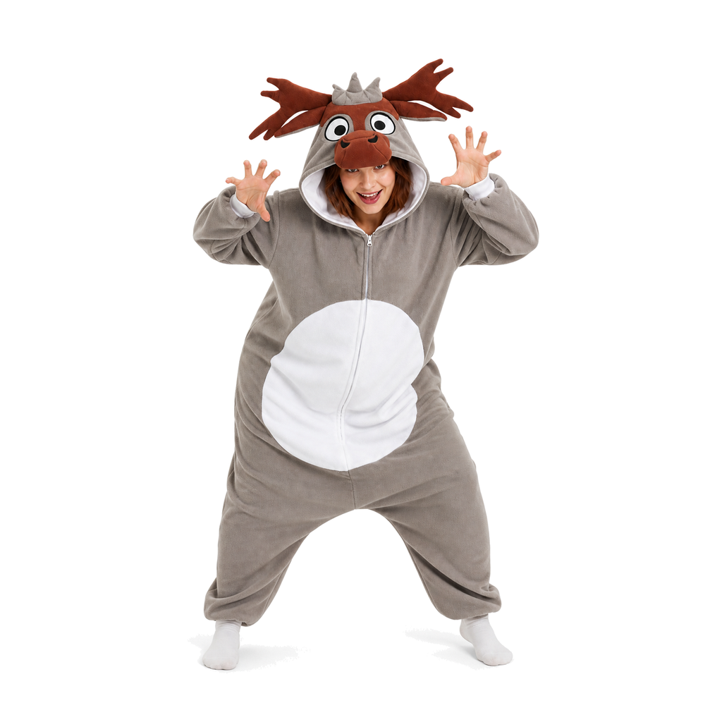 Gray Moose Kigurumi Onesie - hero