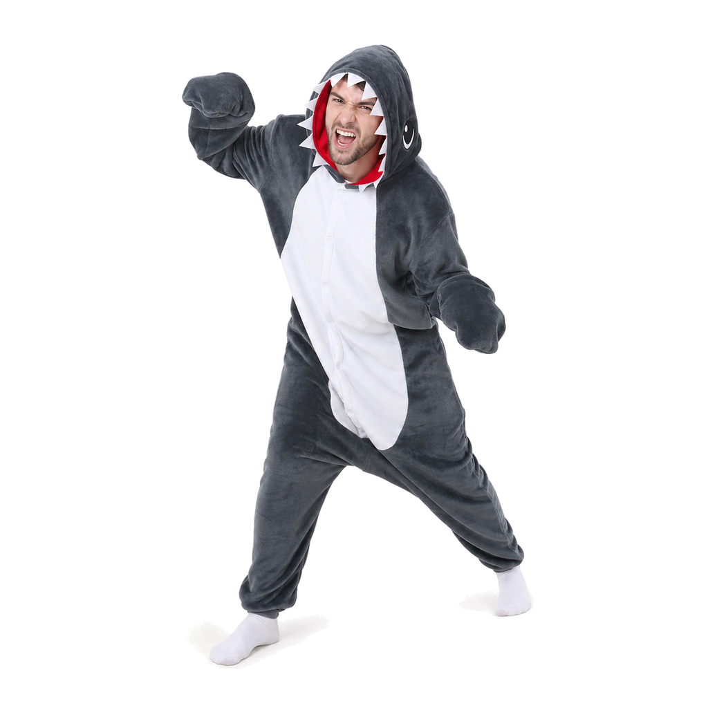 Gray Shark Kigurumi Onesie - hero