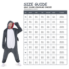 Gray Shark Kigurumi Onesie - size guide
