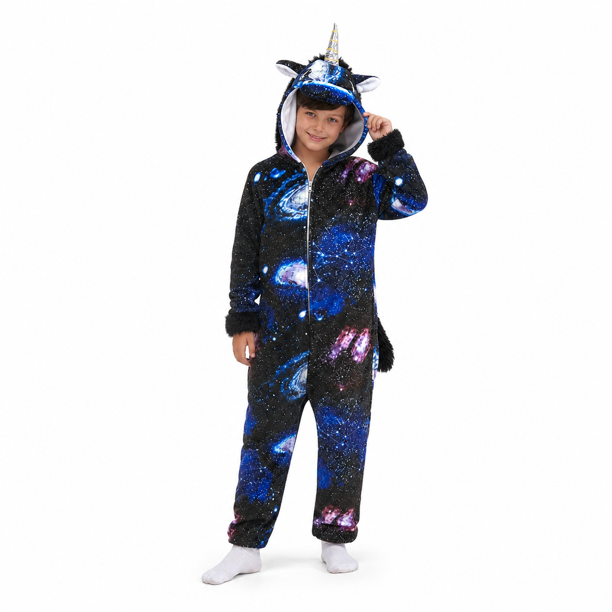 Kids Black Galaxy Pegasus Kigurumi Onesie product detail 4