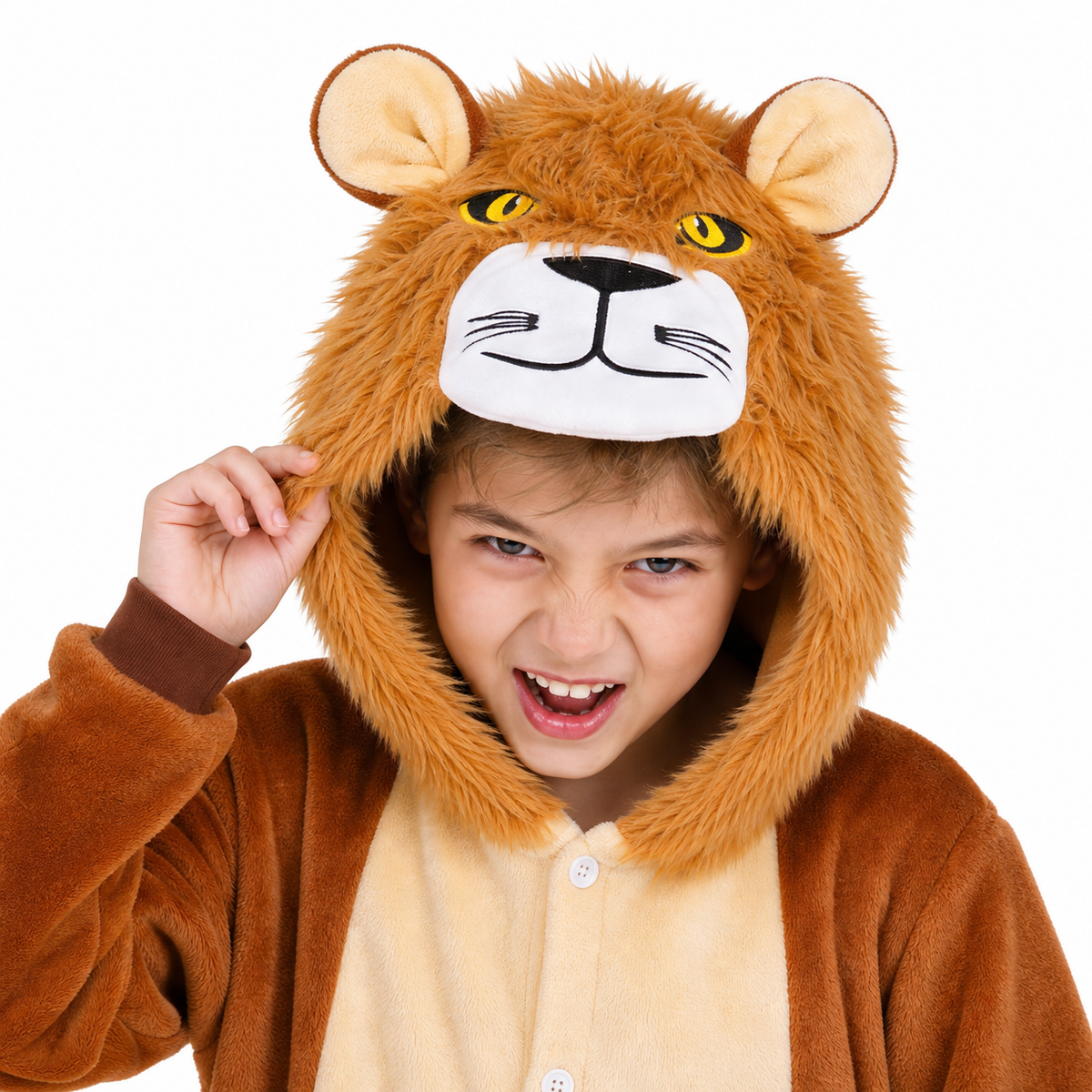 Kids Brown Lion Kigurumi Onesie product detail 2