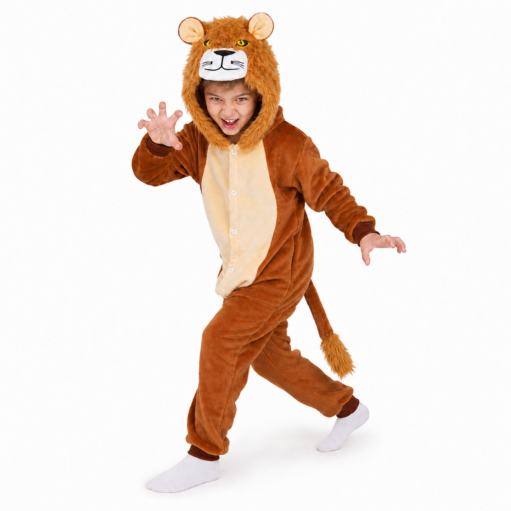 Kids Brown Lion Kigurumi Onesie product detail 3