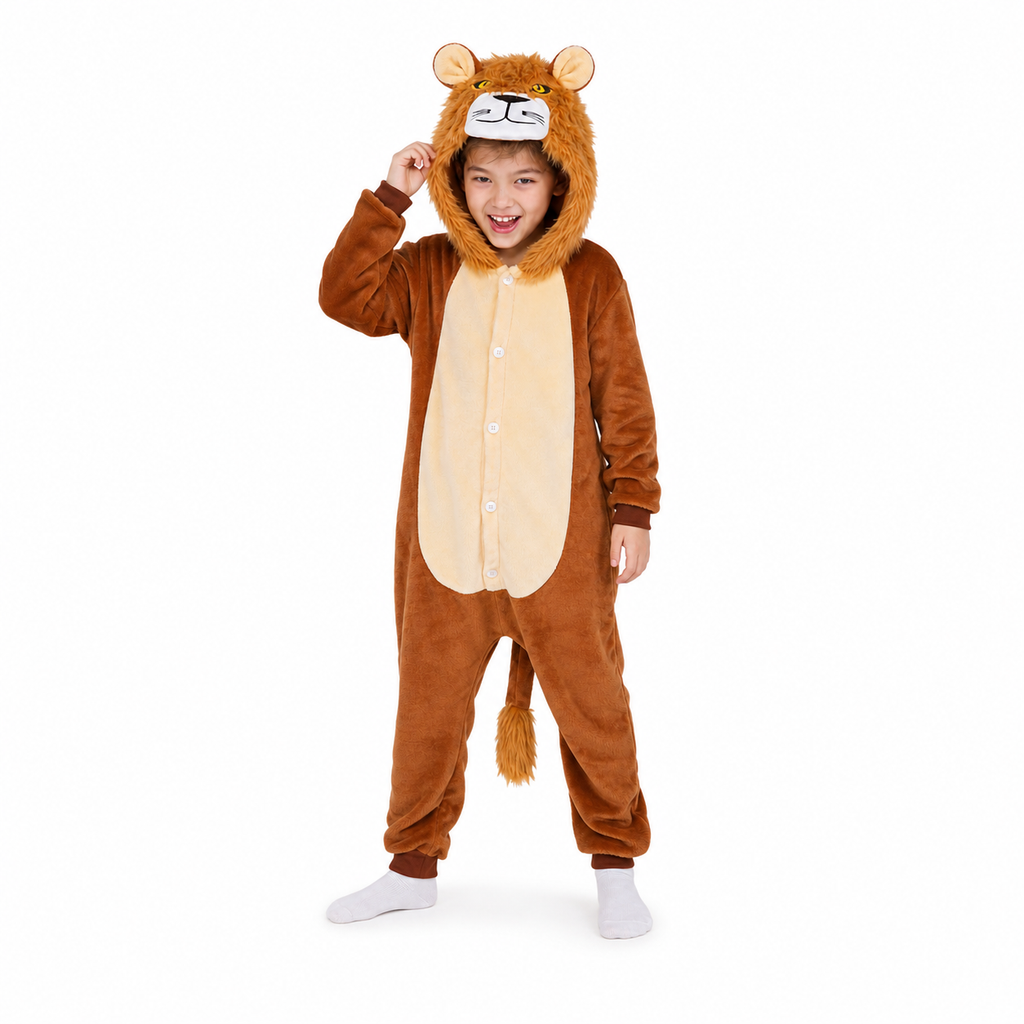 Kids Brown Lion Kigurumi Onesie product detail 4