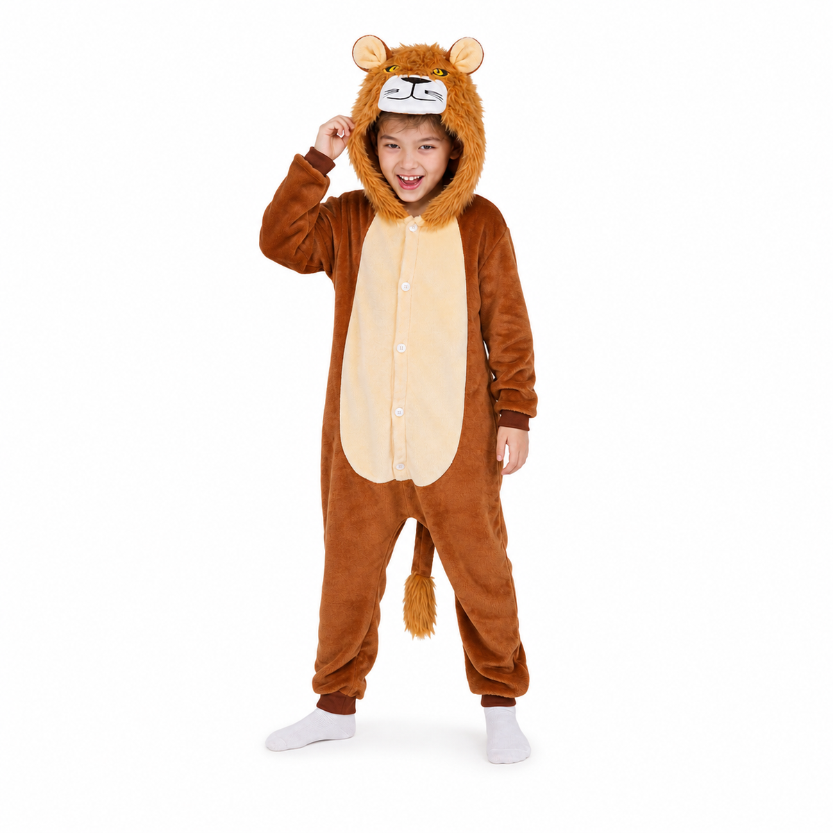 Kids Brown Lion Kigurumi Onesie product detail 4