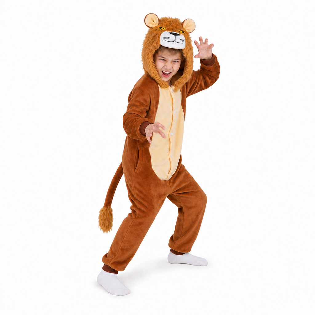 Kids Brown Lion Kigurumi Onesie product detail 6
