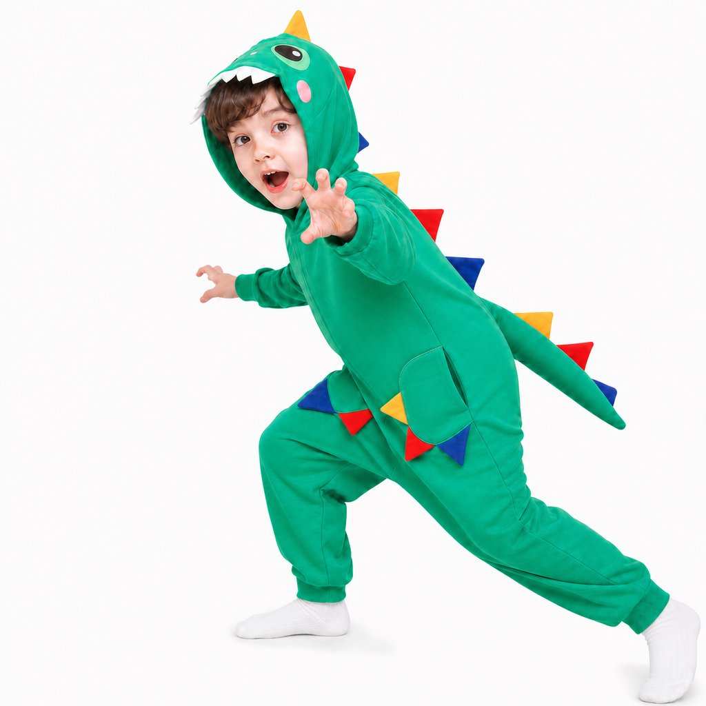 Kids Green Dinosaur Kigurumi Onesie - product detail