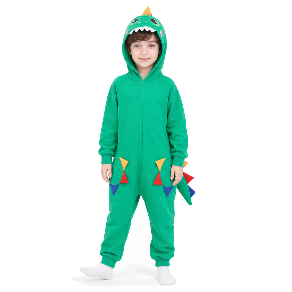 Kids Green Dinosaur Kigurumi Onesie - product detail