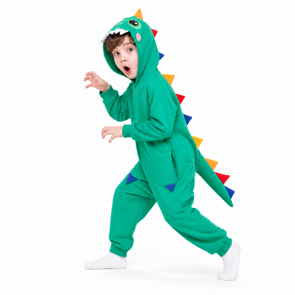 Kids Green Dinosaur Kigurumi Onesie - product detail