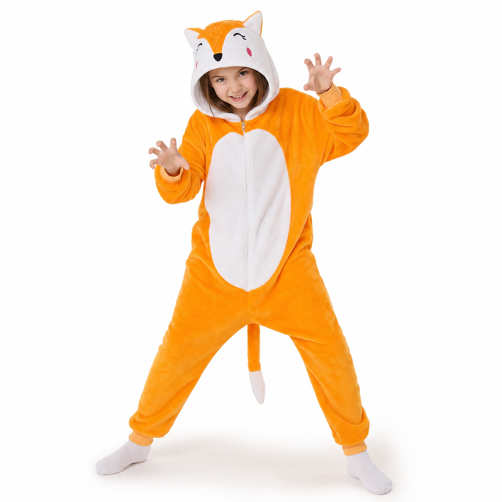 Kids Orange Fox Kigurumi Onesie hero image