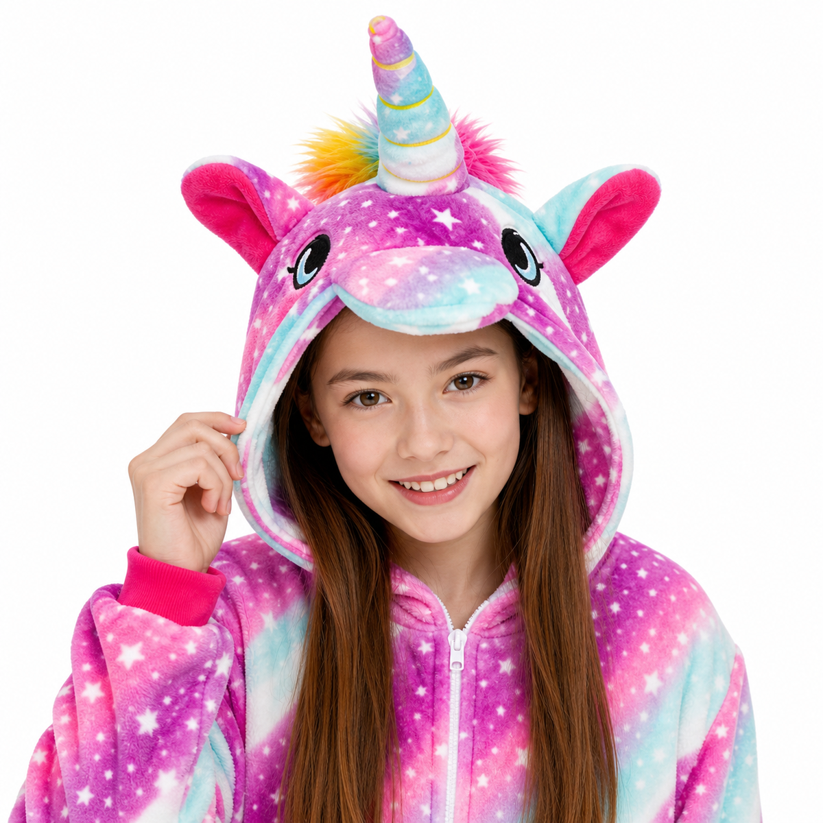 Kids Pink Blue Galaxy Pegasus Kigurumi Onesie product detail 2