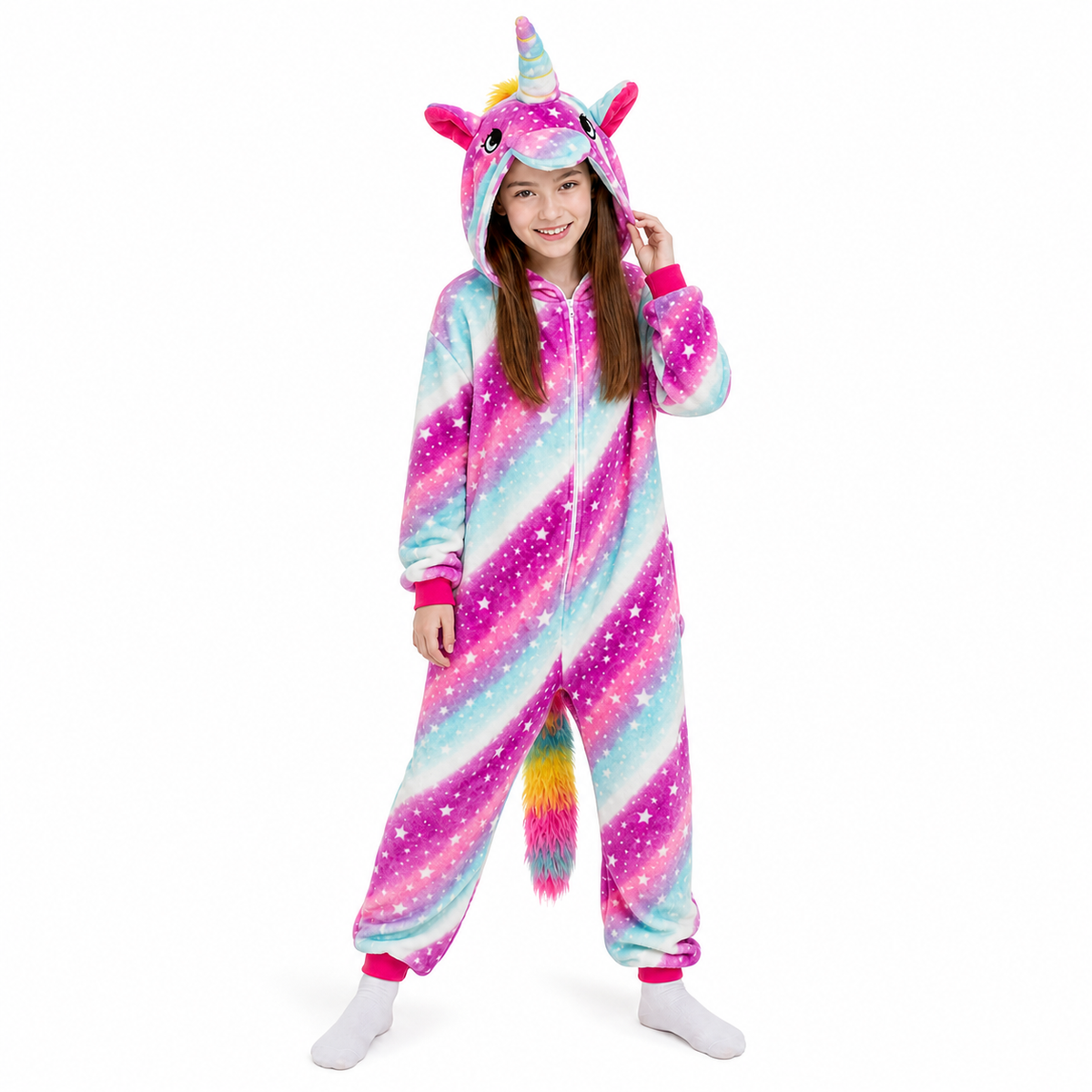 Kids Pink Blue Galaxy Pegasus Kigurumi Onesie product detail 4