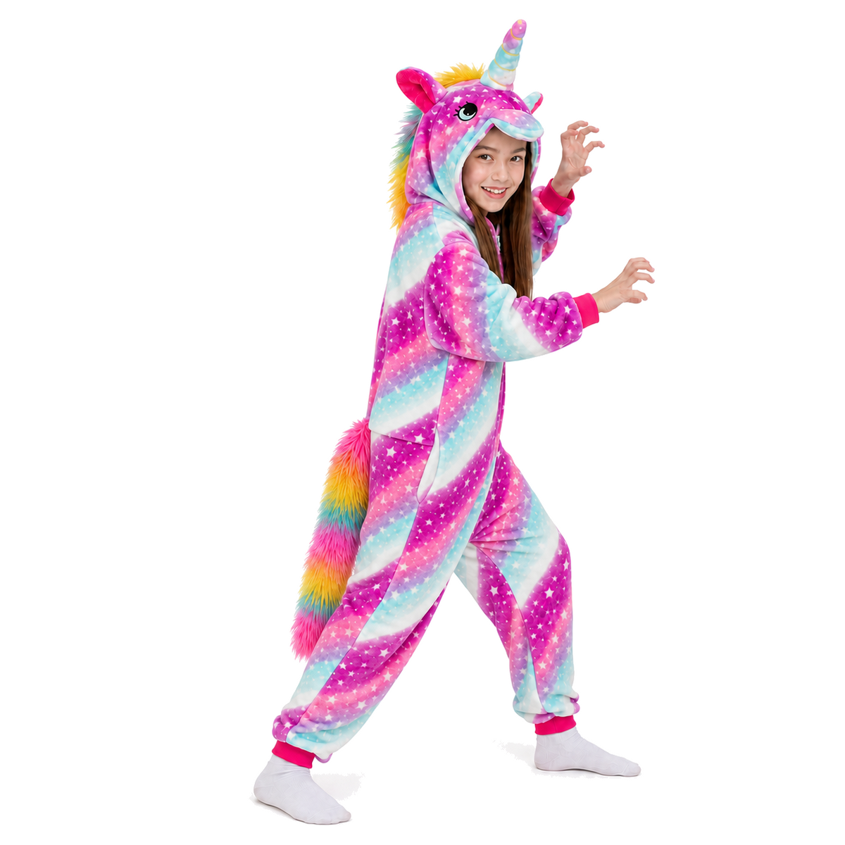 Kids Pink Blue Galaxy Pegasus Kigurumi Onesie product detail 6