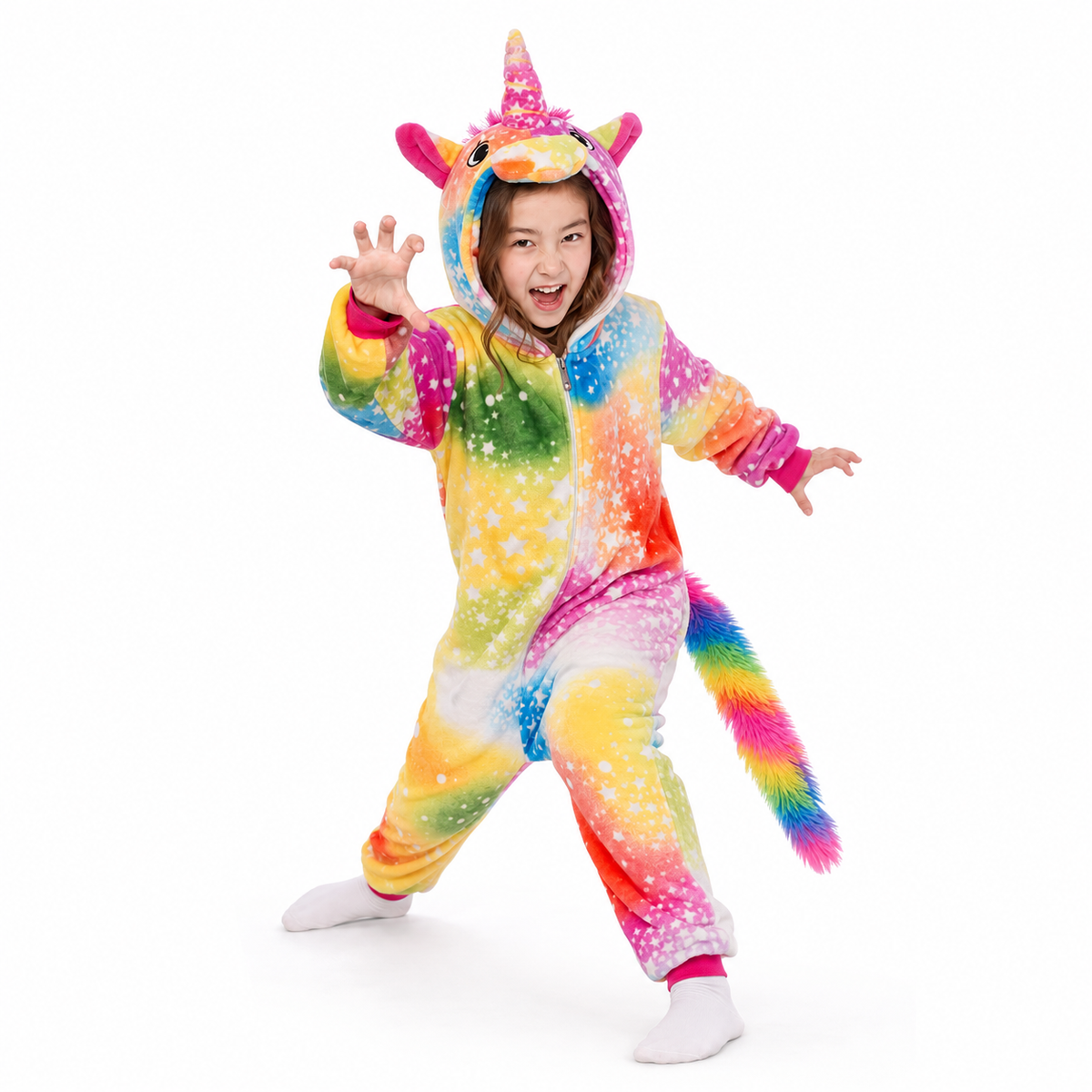 Kids Rainbow Star Pegasus Kigurumi Onesie product detail 3