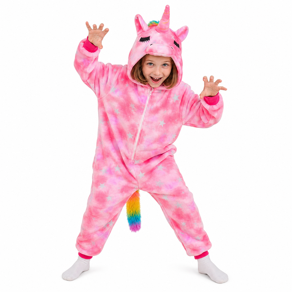 Kids Sleepy Pink Pegasus Kigurumi Onesie hero image
