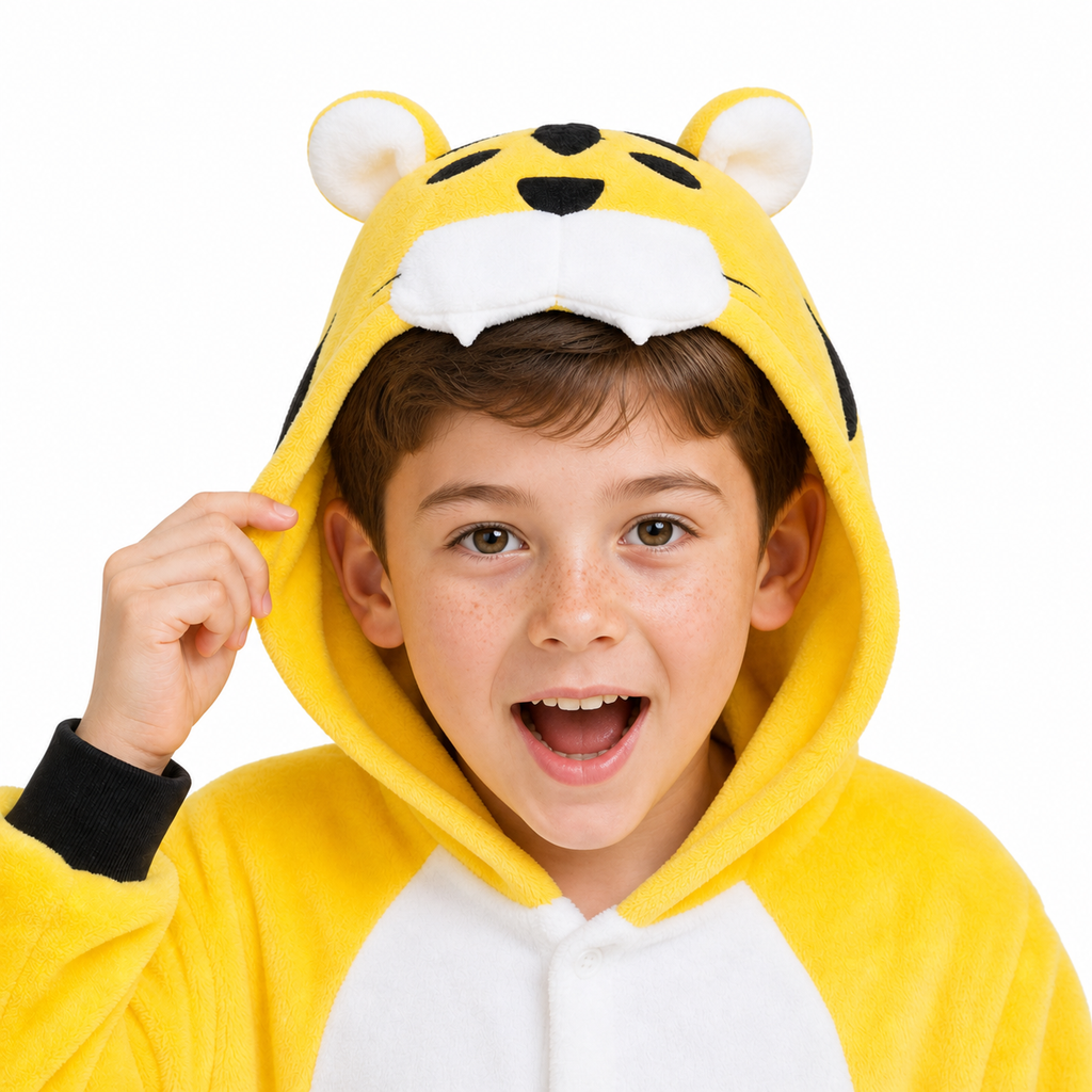 Kids Yellow Tiger Kigurumi Onesie - product detail