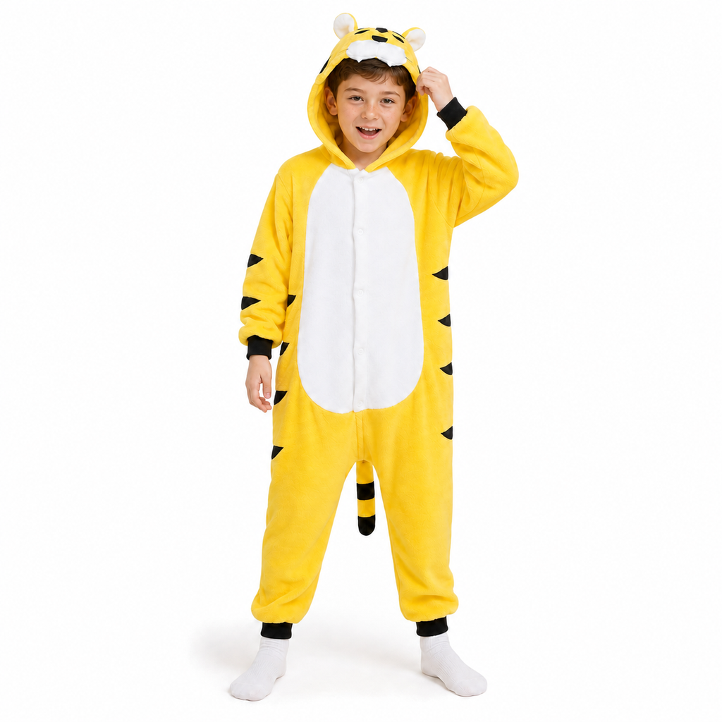 Kids Yellow Tiger Kigurumi Onesie - product detail