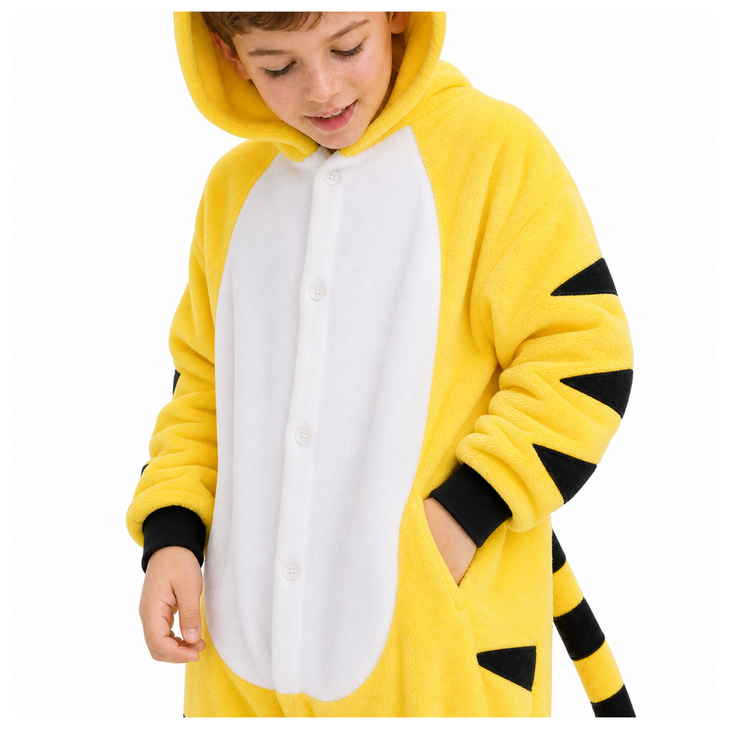 Kids Yellow Tiger Kigurumi Onesie - product detail