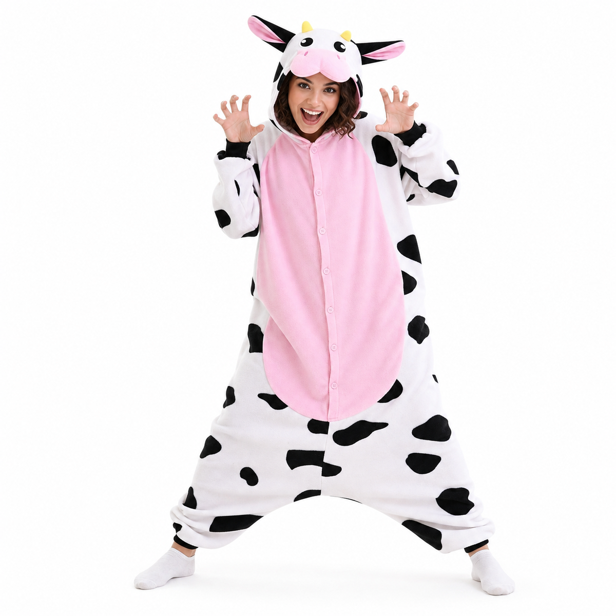 Pink Belly Cow Kigurumi Onesie - hero