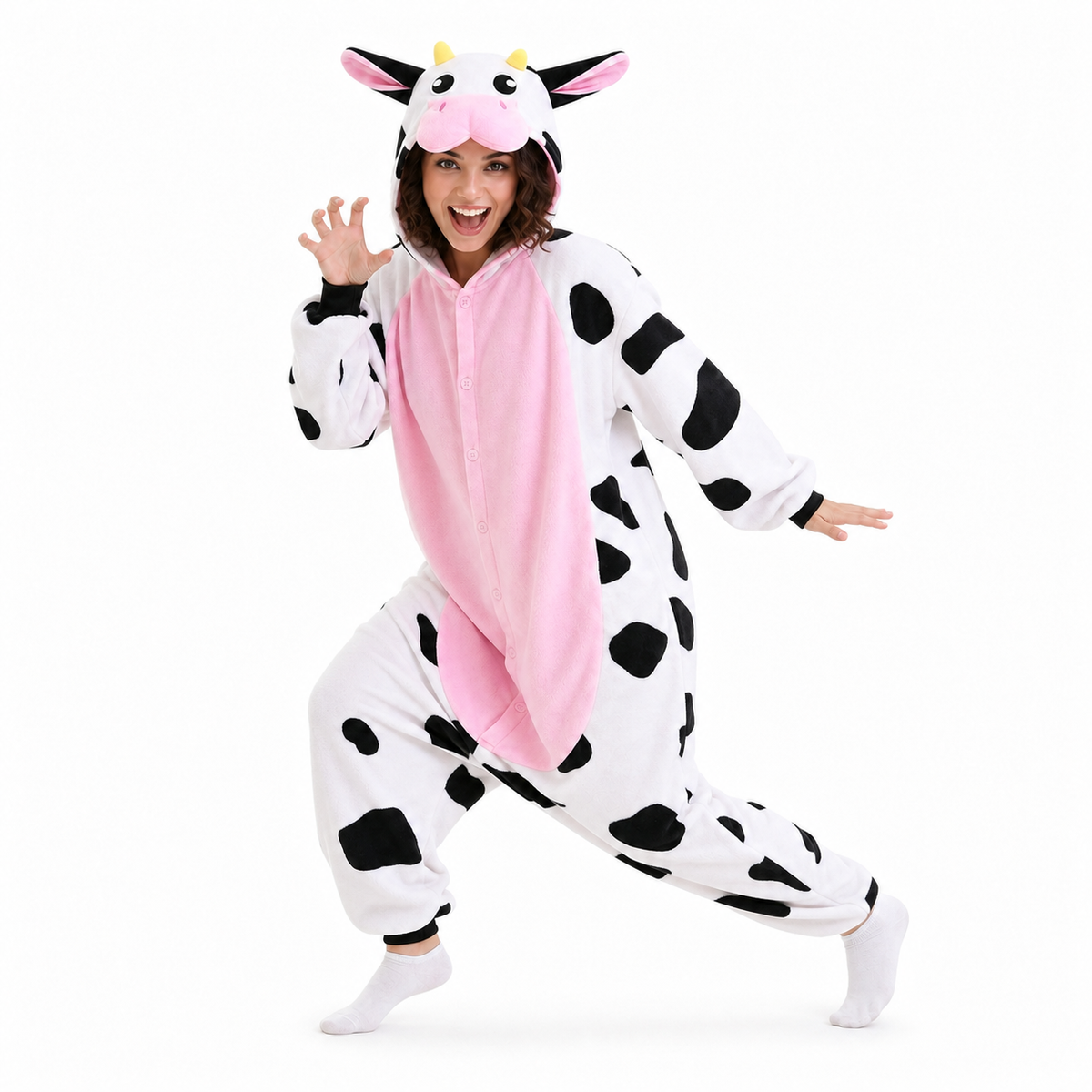 Pink Belly Cow Kigurumi Onesie - product detail