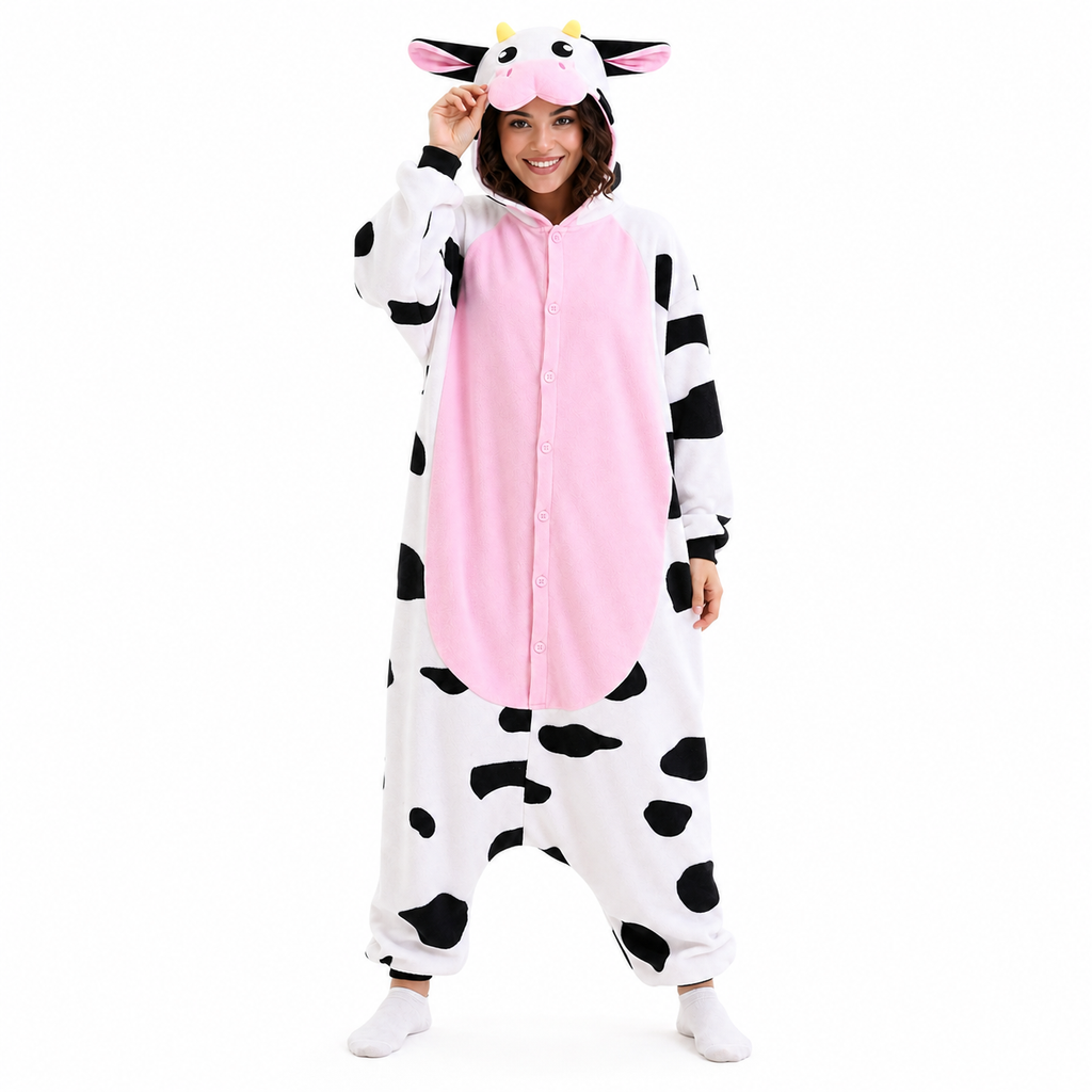 Pink Belly Cow Kigurumi Onesie - product detail