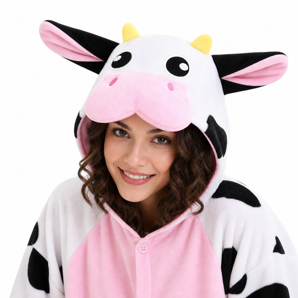 Pink Belly Cow Kigurumi Onesie - product detail