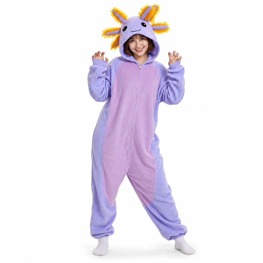 Purple Orange Axolotl Kigurumi Onesie - hero