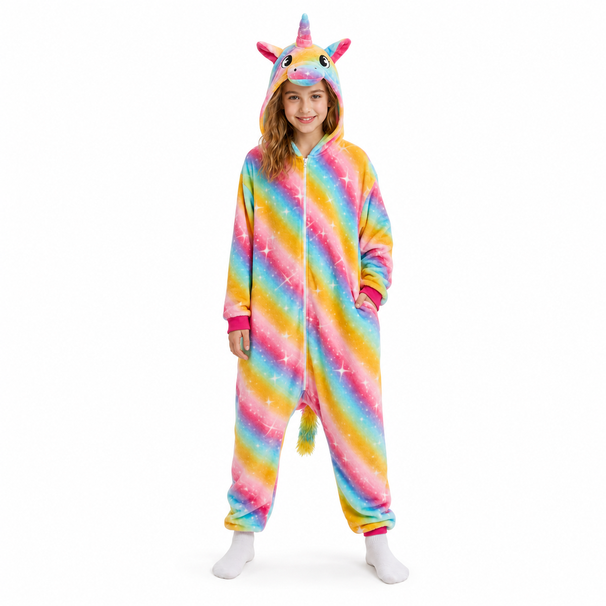 Rainbow Stripe Unicorn Kigurumi Onesie product detail 4