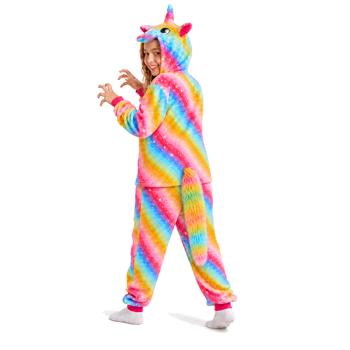Rainbow Stripe Unicorn Kigurumi Onesie product detail 6