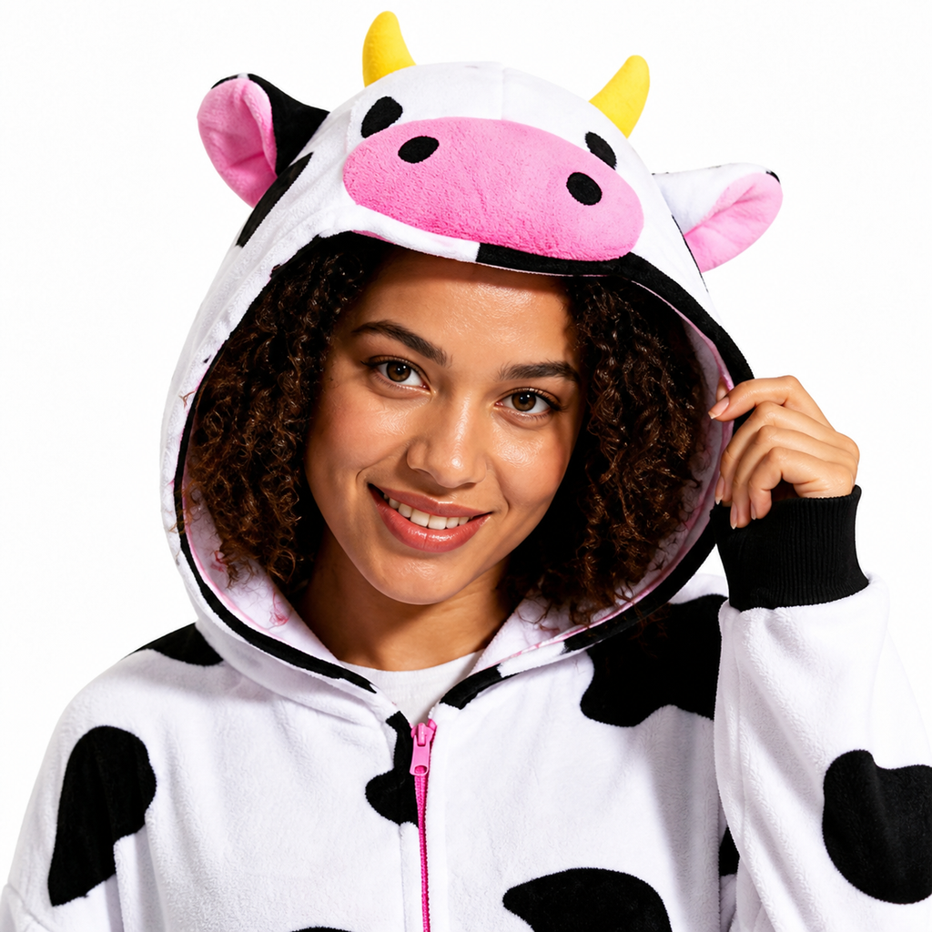 Zip Front Cow Kigurumi Onesie - product detail