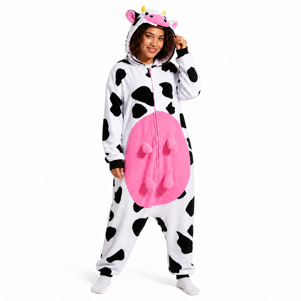 Zip Front Cow Kigurumi Onesie - product detail