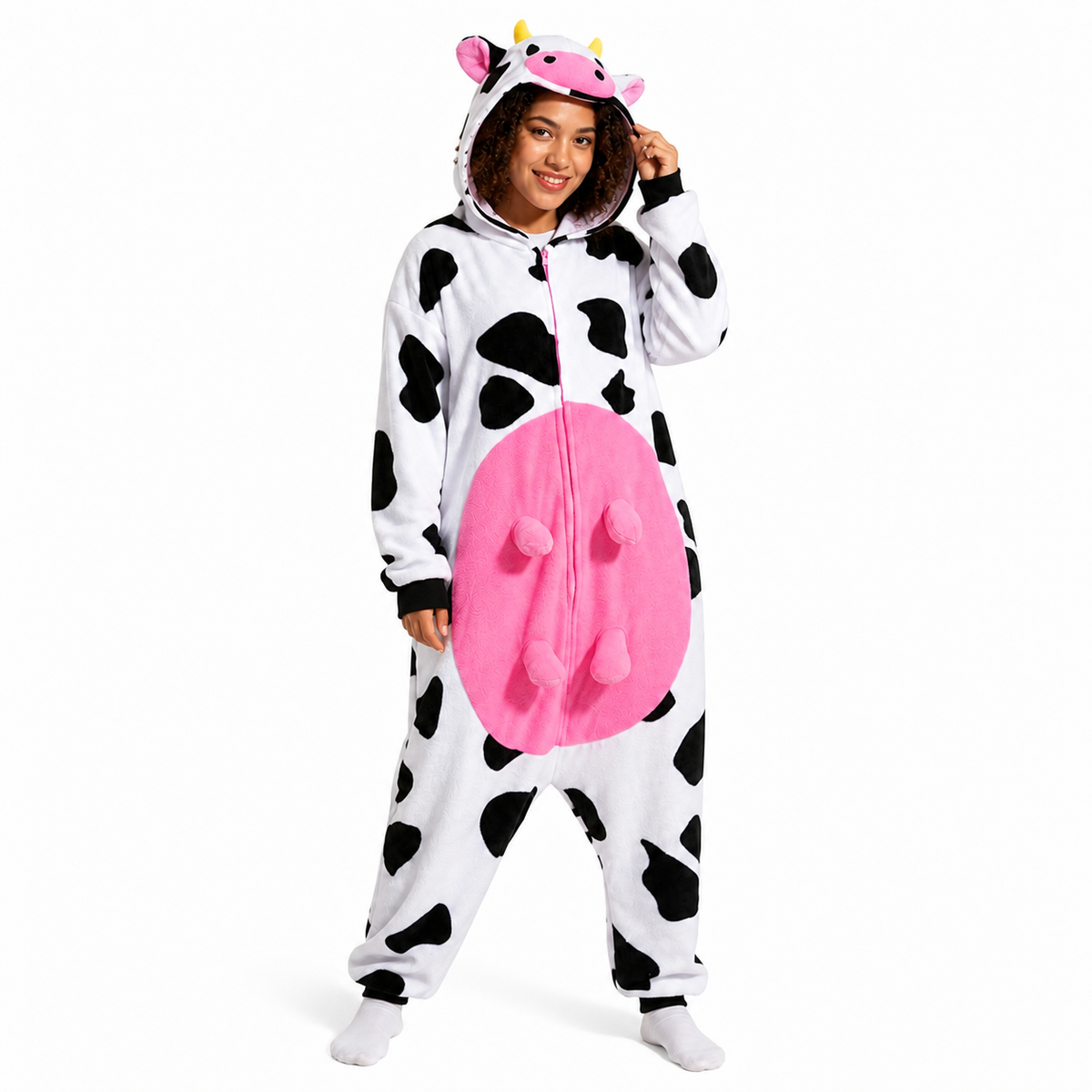 Zip Front Cow Kigurumi Onesie - product detail