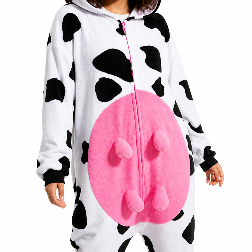 Zip Front Cow Kigurumi Onesie - product detail
