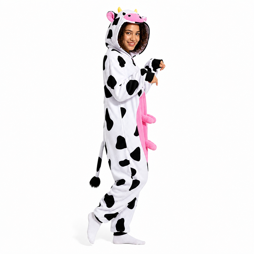 Zip Front Cow Kigurumi Onesie - product detail
